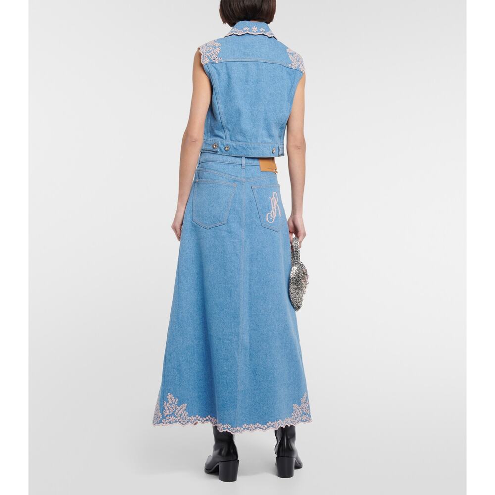 PACO RABANNE Embroidered Denim Set of Skirt and Jacket in Blue size 38 - Picture 4 of 16
